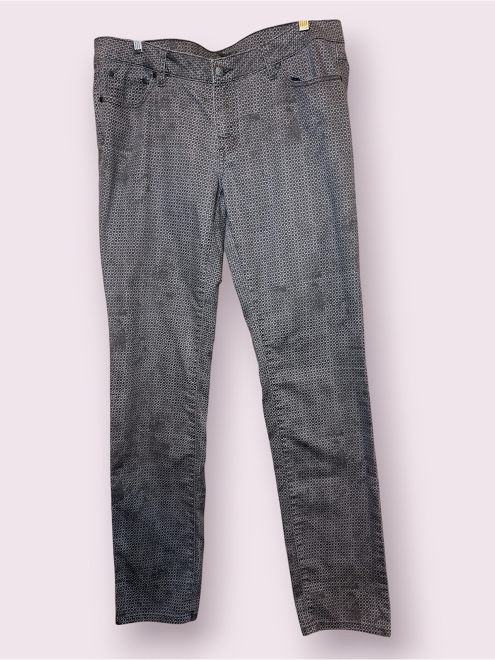 Prana Gray Geo Print Straight Leg Jeans Size 14